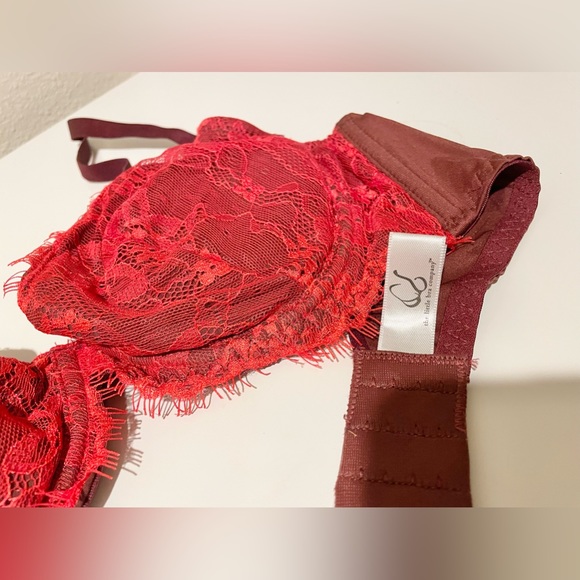 LBC push-up: Little Bra Company lace red bra 34C - Picture 3 of 6